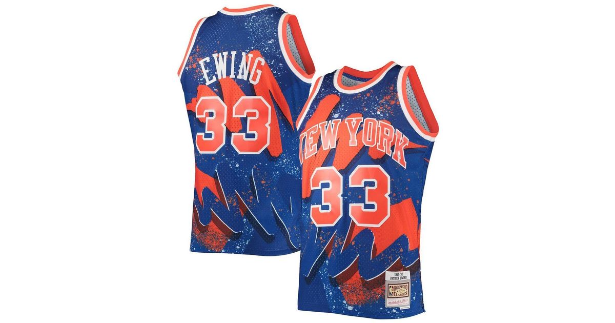Mitchell & Ness Synthetic Patrick Ewing Blue New York Knicks Hardwood