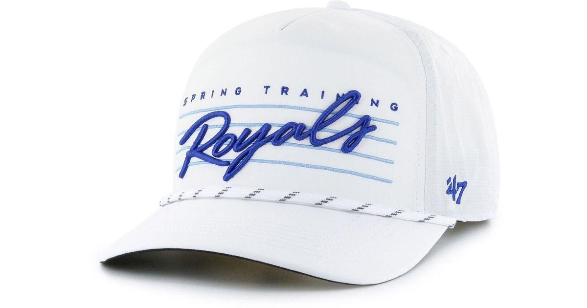 47 Brand White Kansas City Royals Downburst Hitch Snapback Hat in Blue