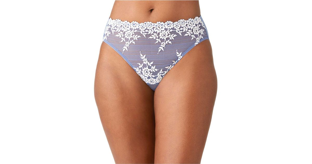 Wacoal ® Embrace Lace Hi Cut Embroidered Brief Underwear 841191 in Blue
