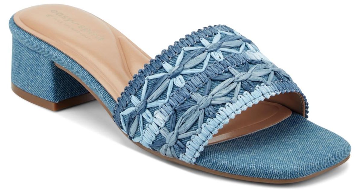 Easy Spirit Rosario Eflex Square Toe Dress Sandals in Blue | Lyst