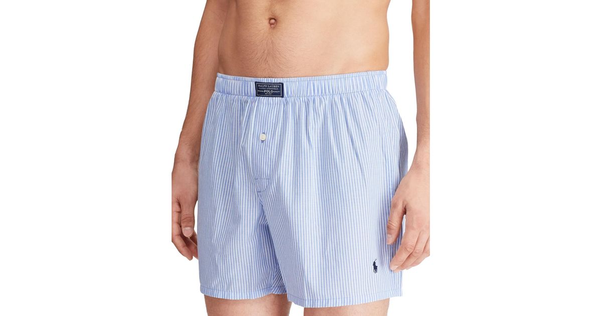 Polo Ralph Lauren Plaid Single-button Fly Boxers in Blue for Men | Lyst