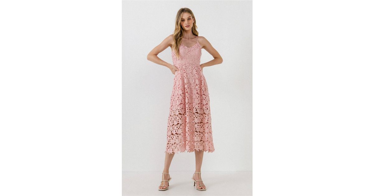 Endless Rose Lace Cami Midi Dress in Pink | Lyst