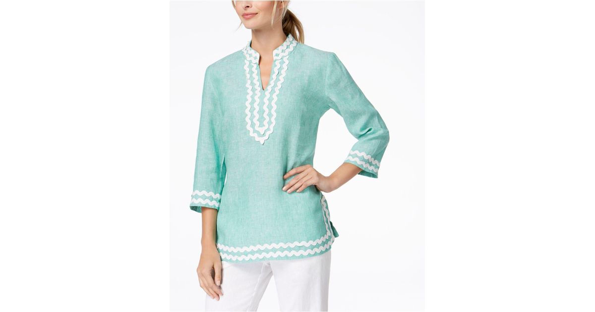 Charter Club Linen Tunic, Created For Macy's in Green | Lyst