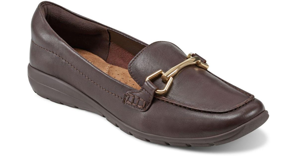 Easy Spirit Amalie Round Toe Casual Slip-on Flat Loafers in Brown | Lyst