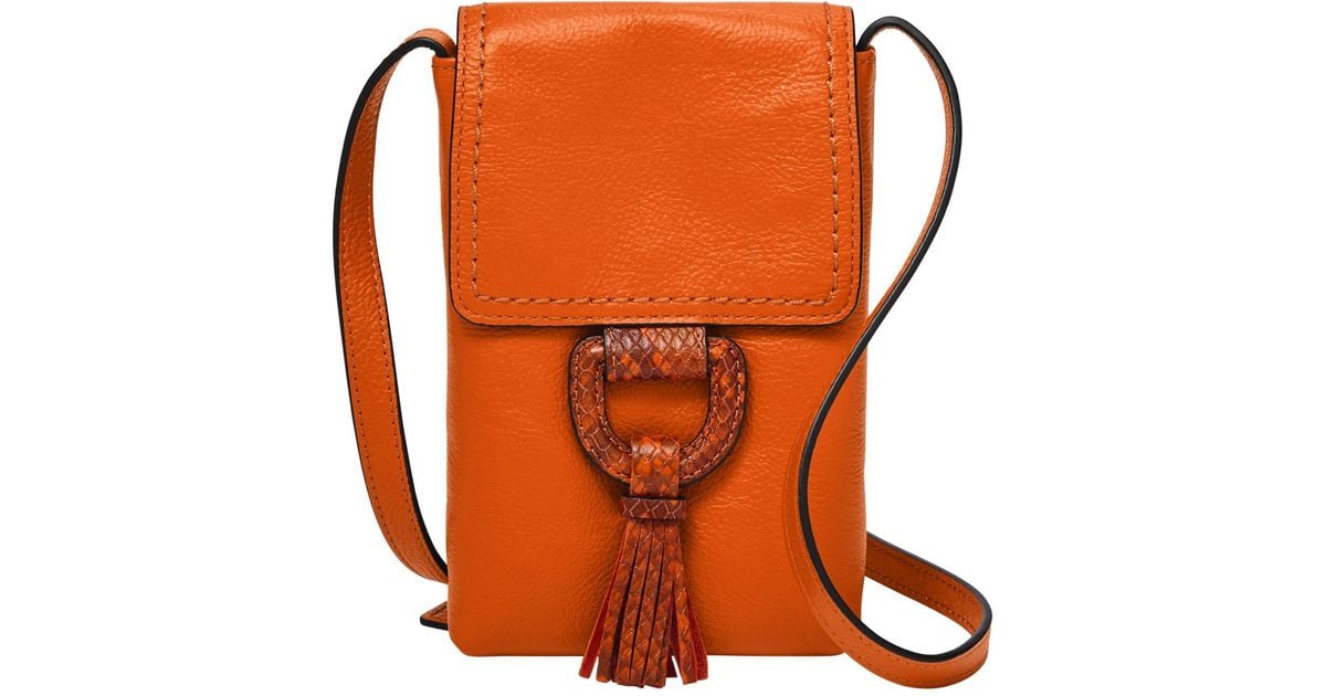 Fossil Bobbie Leather Phone Crossbody in Poppy (Orange) Lyst