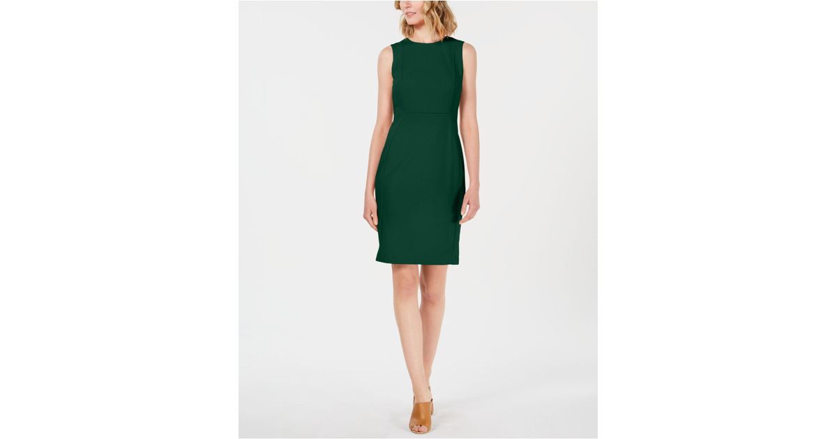 Calvin Klein Scuba Crepe Sheath Dress in Green | Lyst
