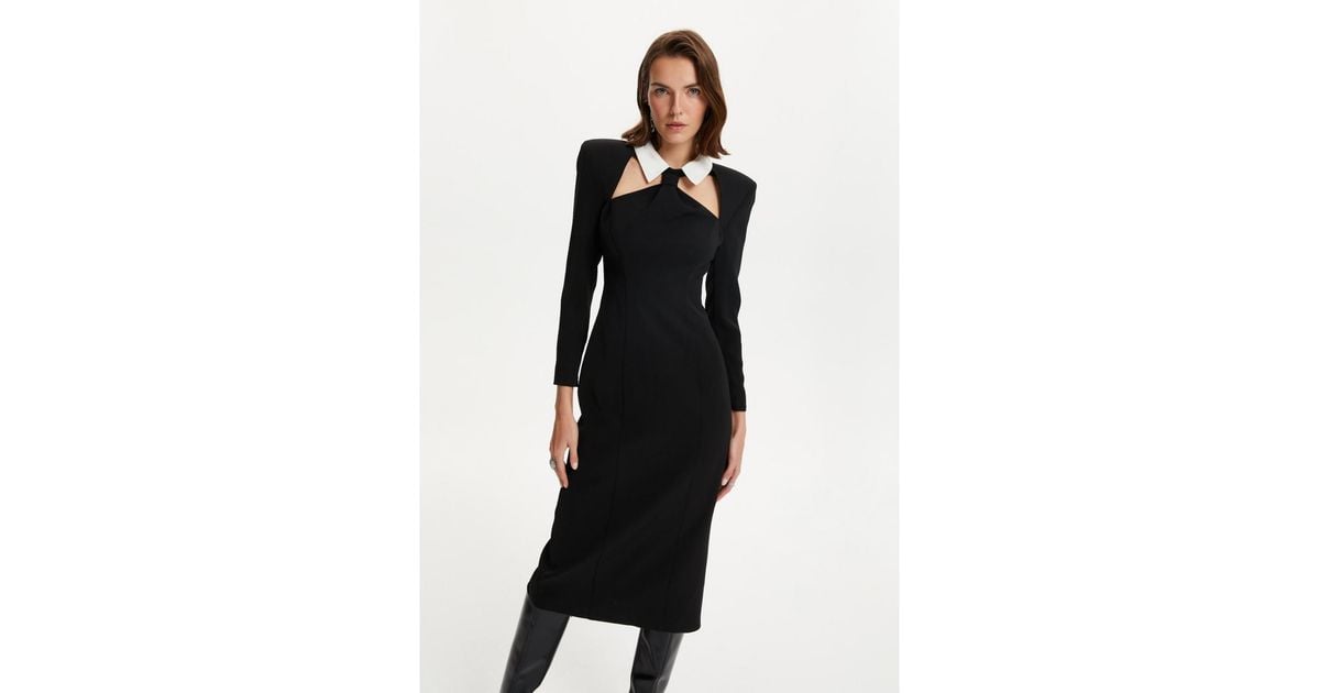 nocturne tie collar midi dress Women's Tie Collar Midi Dress