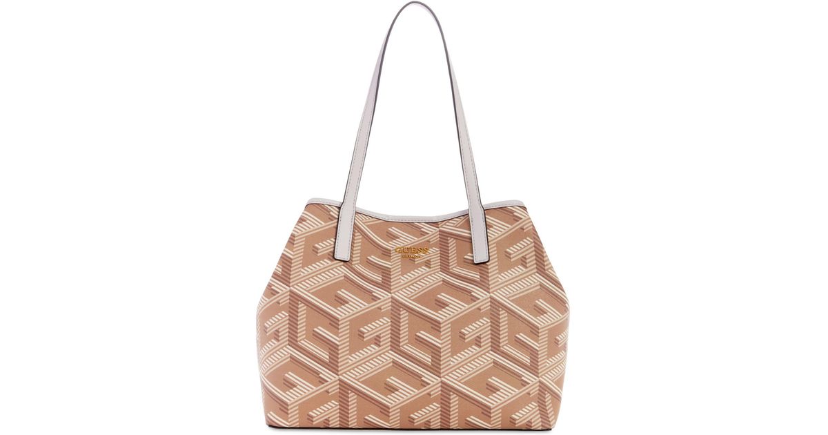 Guess Vikky Oversized G-cube Monogram Medium Tote in Natural | Lyst