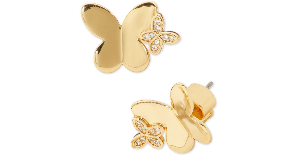 Kate Spade Goldtone Cubic Zirconia Butterfly Stud Earrings in Metallic