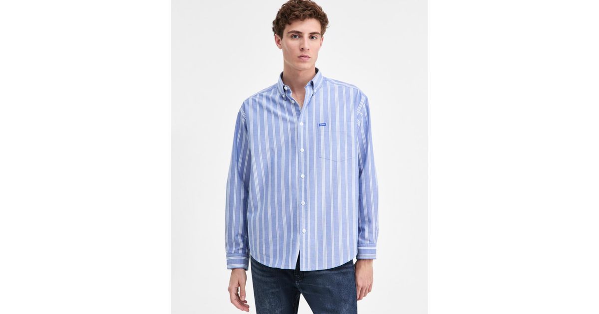 Hugo Ebill BOSS Hugo By Ebill Cotton Long-sleeve Striped Oxford Shirt in Blue for ...