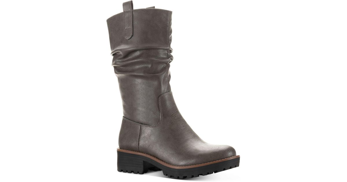 Sun & Stone Nelliee Lug Sole Slouch Boots, Created For Macy's in Grey