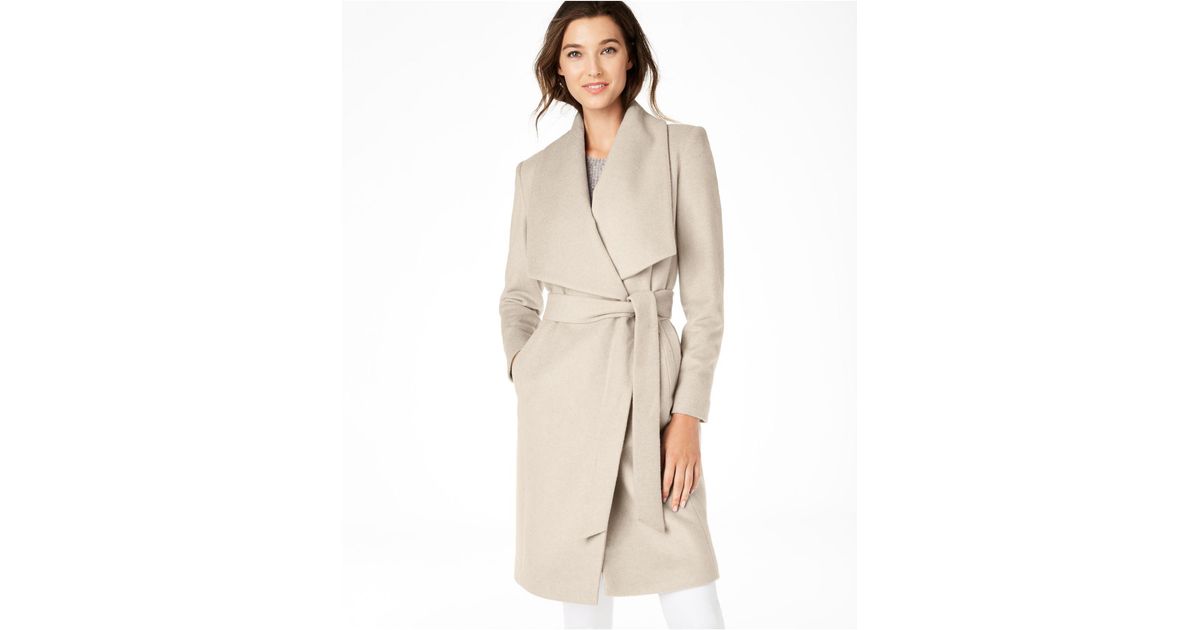 Cole Haan Wool Wrap Coat in Bone (Natural) - Save 44% | Lyst