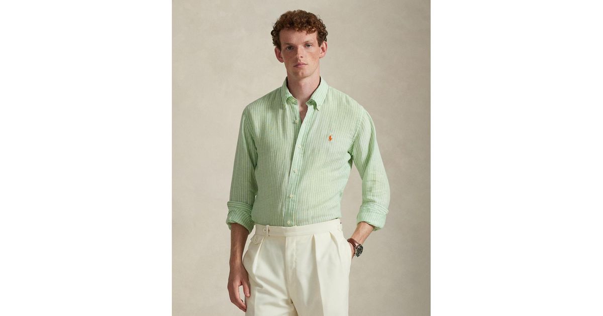 Polo Ralph Lauren Classic Fit Linen Shirt in Green for Men | Lyst