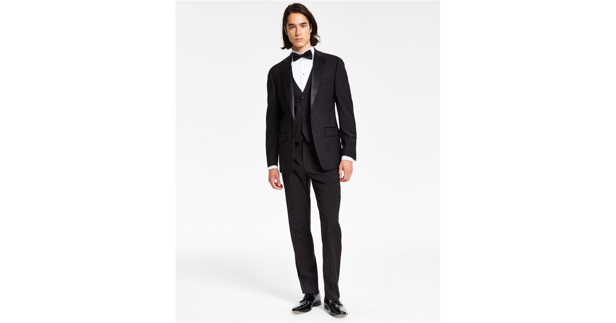 Calvin Klein Xfit Slimfit Infinite Stretch Black Tuxedo Suit