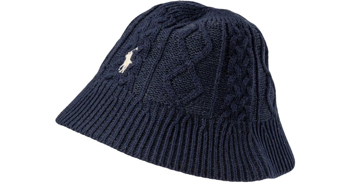 Polo Ralph Lauren Cable Knit Bucket Hat in Blue for Men | Lyst