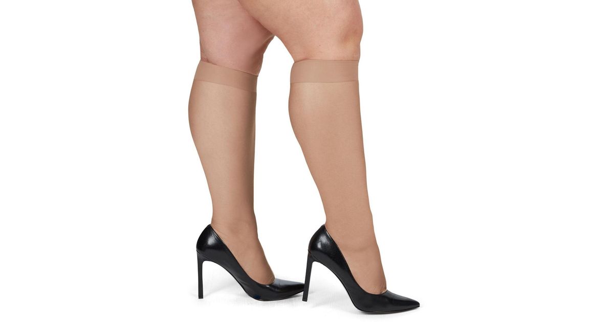 Highs Memoi 2 Pair Pack Energizing Curvy Knee Highs Mm-4240 in Black | Lyst