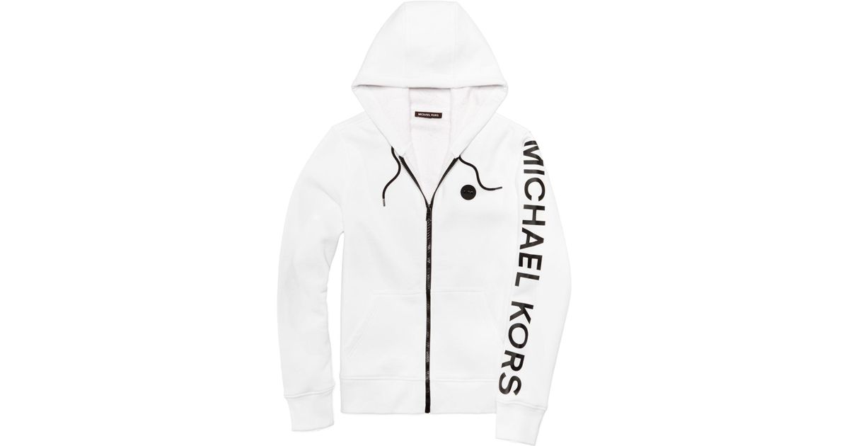 michael kors logo fleece zip up hoodie
