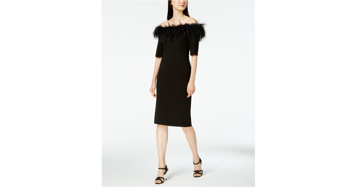 calvin klein dress with feathers