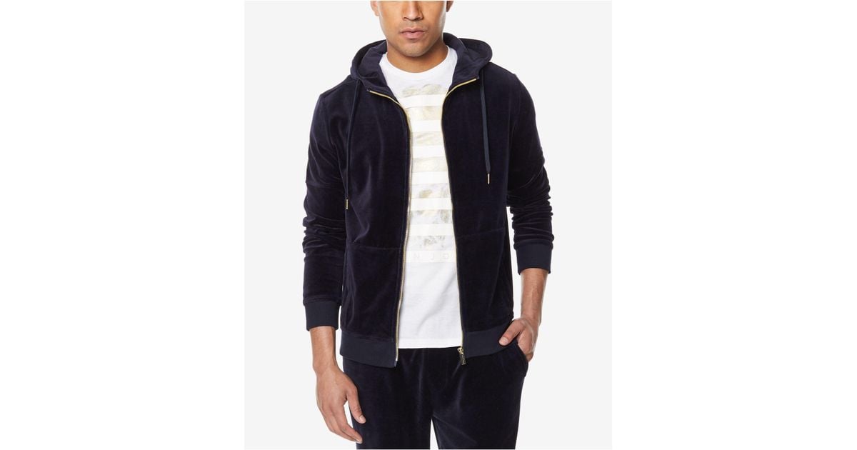 Sean John Cotton Men's Travel Velour Zip front Sweatshirt in Sean John Men's Travel Velour Zip Front Hoodie, Created for
