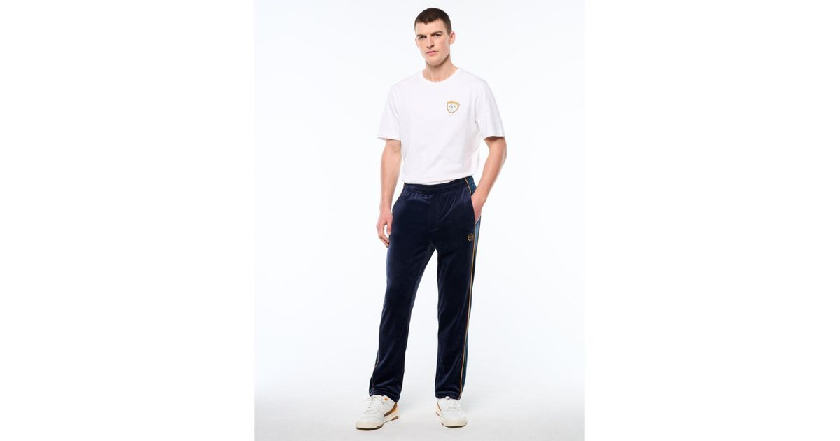 Sergio Tacchini Forato Velour Track Pant in Blue for Men | Lyst