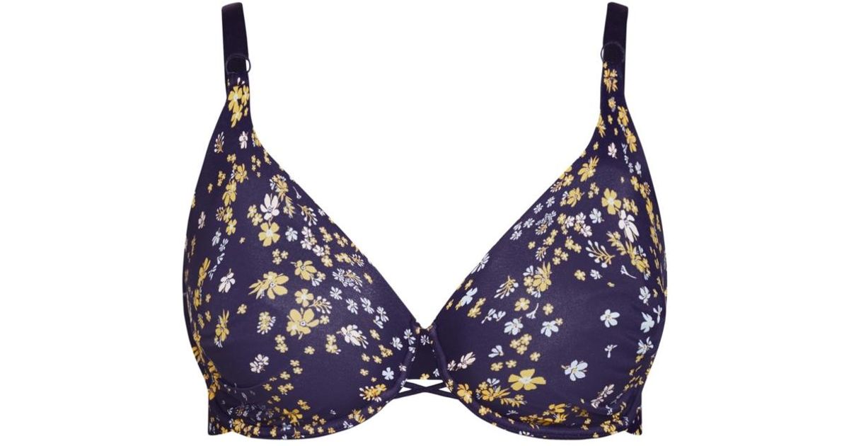 Avenue Print Back Smoother Bra in Blue