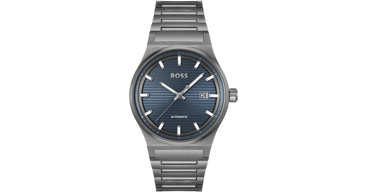 BOSS by HUGO BOSS Men Candor Auto Automatic Ionic Plated Steel Watch 41mm in Gray Lyst