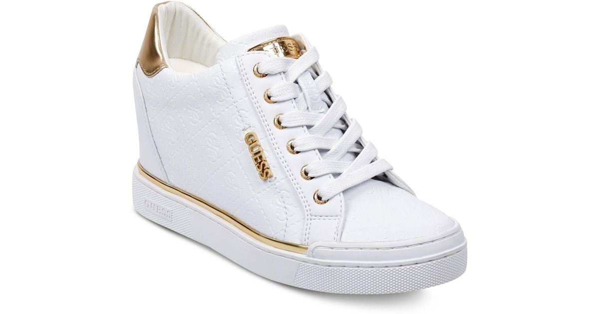 Guess Flowurs Wedge Sneakers in White 