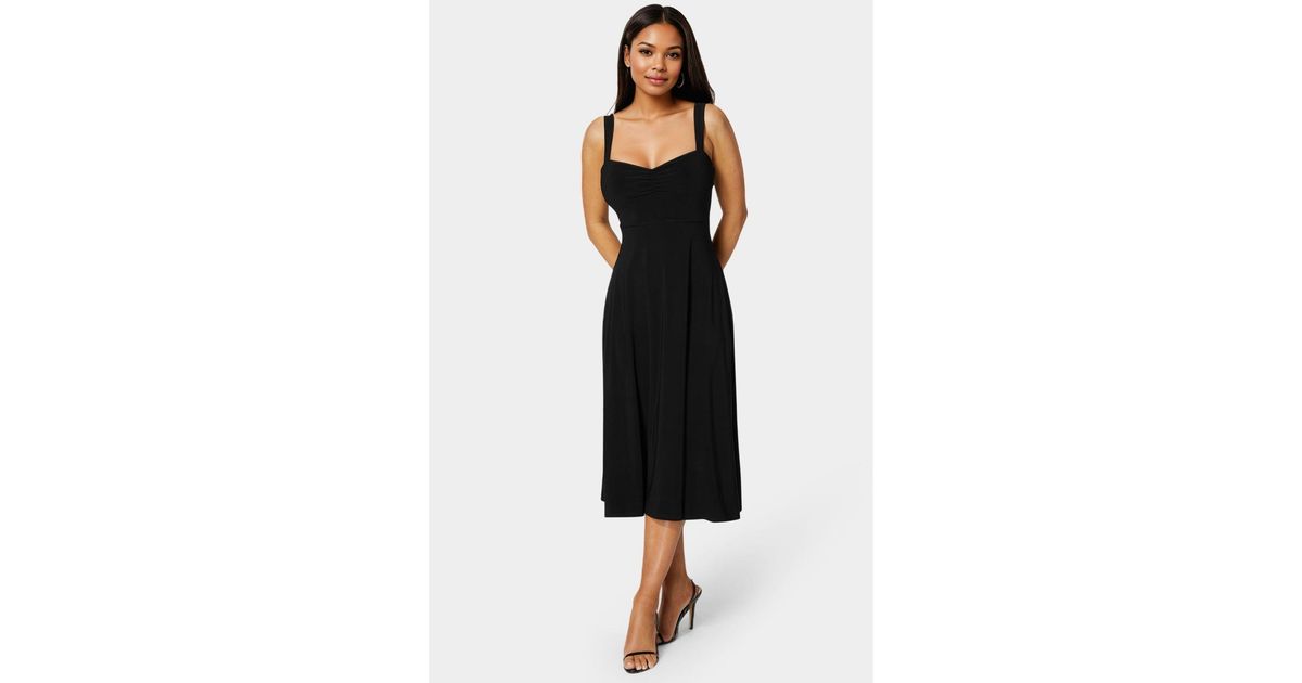 Bebe Sweetheart Fit And Flare Midi Dress in Black | Lyst Bebe Sweetheart Fit And Flare Midi Dress in Black | Lyst