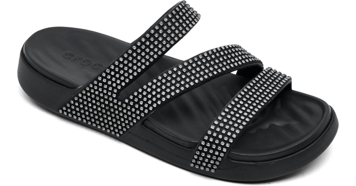 Crocs™ Getaway Gems Strappy Sandals From Finish Line in Black | Lyst