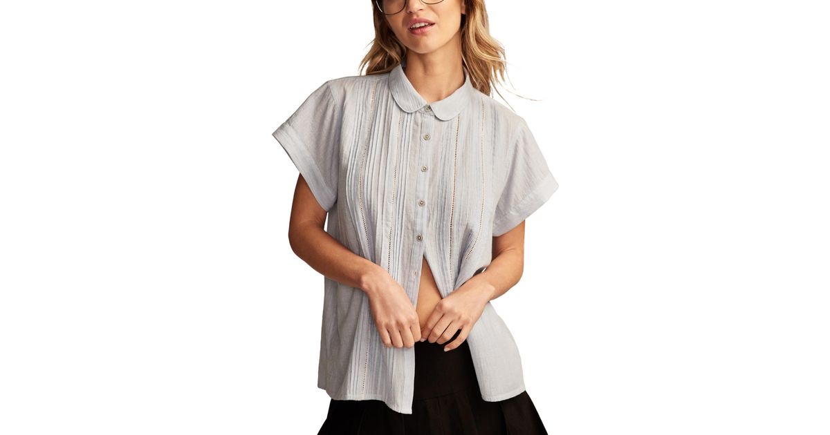 Wonderly Women's Button Back Split Neck Yarn Dyed Blouse