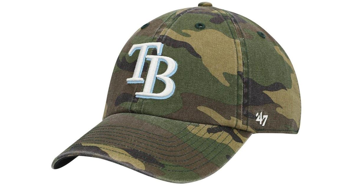 47 Brand Cotton Camo Tampa Bay Rays Team Clean Up Adjustable Hat in