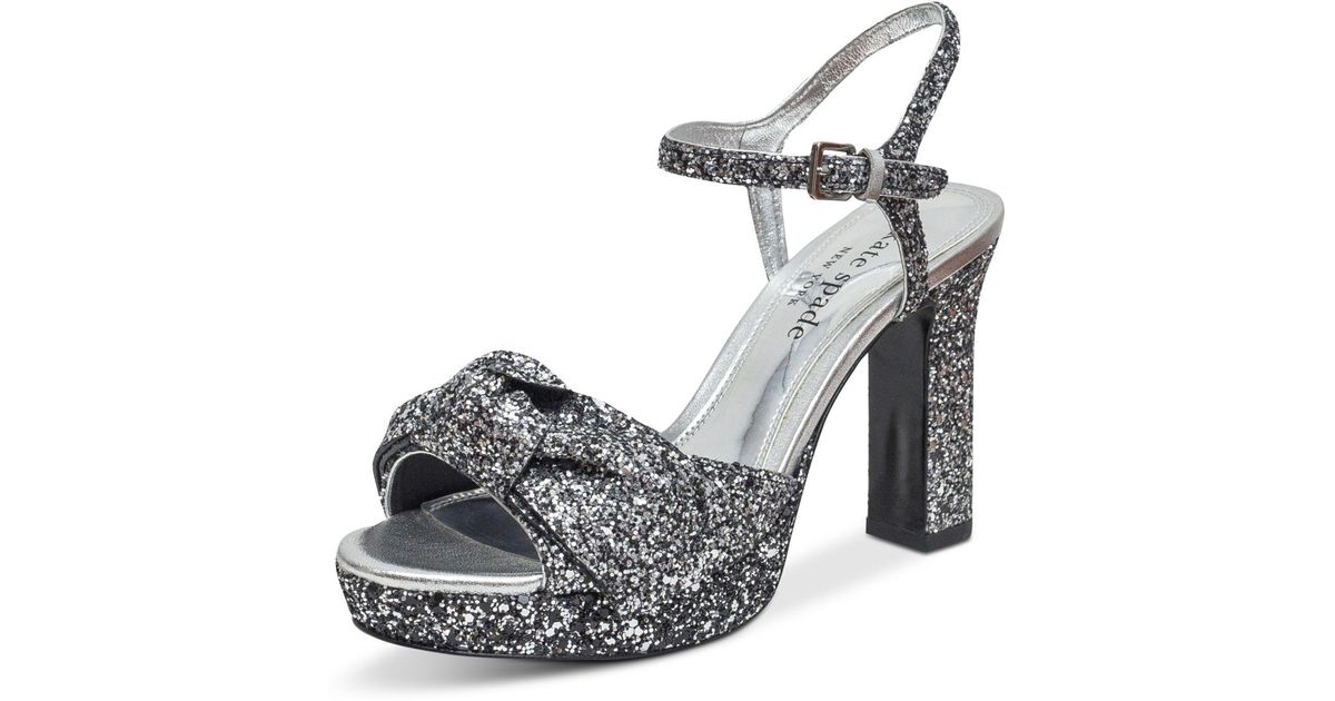 Kate Spade Miya Glitter Dress Sandals in Gray | Lyst