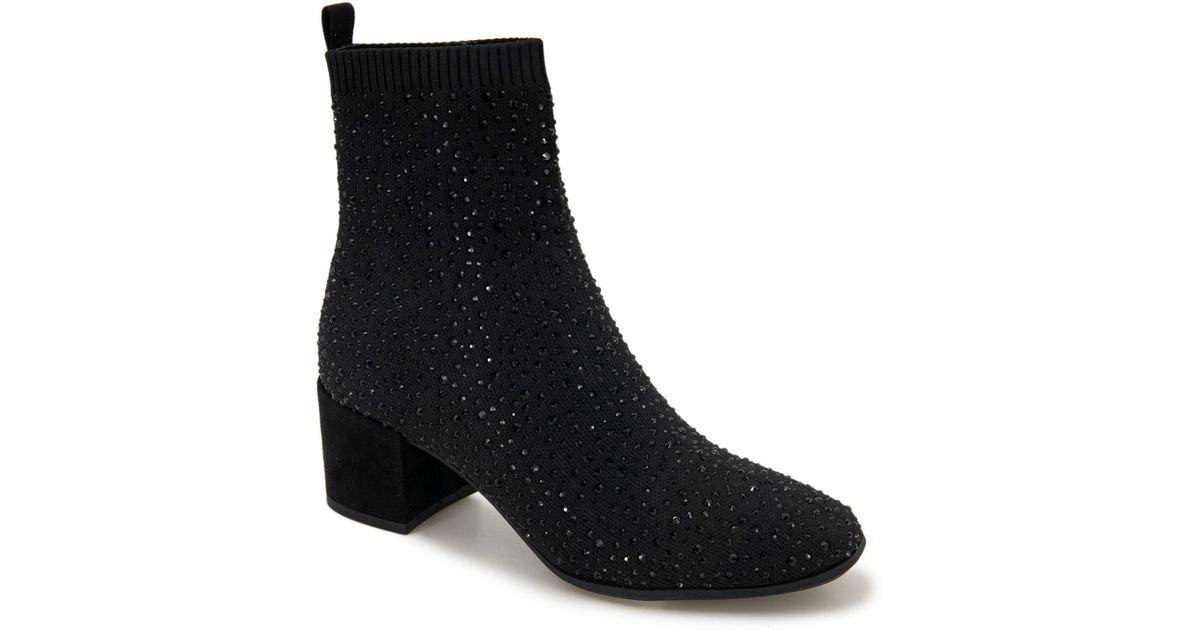 Kenneth Cole Reaction Rida Stretch Jewel Dress Booties in Black | Lyst