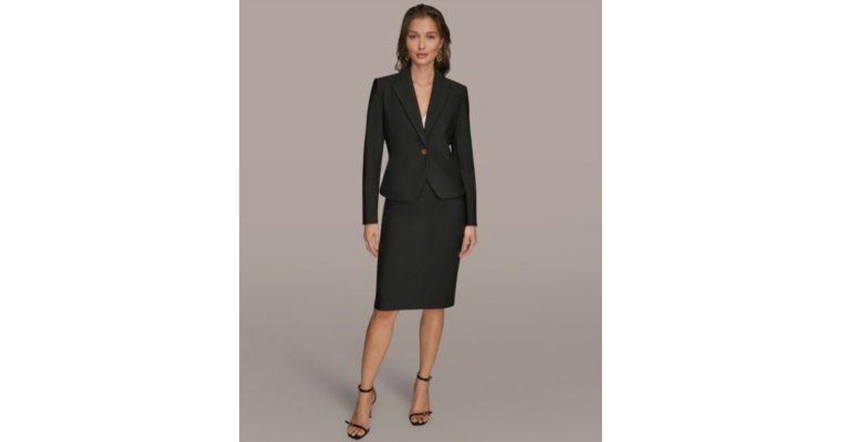 Donna Karan Peplum Jacket Pencil Skirt in Brown | Lyst