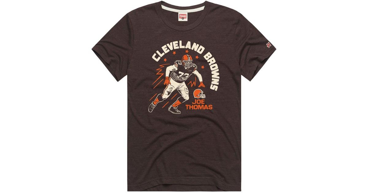 Men's Homage Joe Thomas Brown Cleveland Browns Retired Player Caricature Tri-Blend T-Shirt Size: Medium