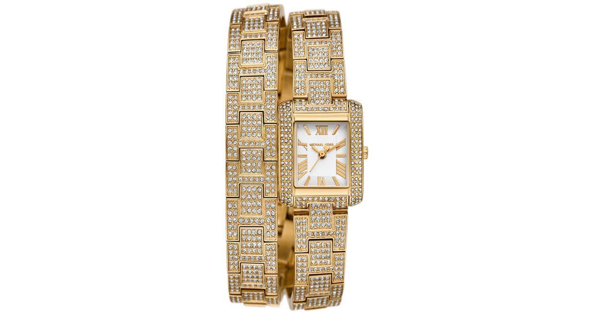 Michael Kors Petite Emery Pavé-Tone Double Wrap Watch in 