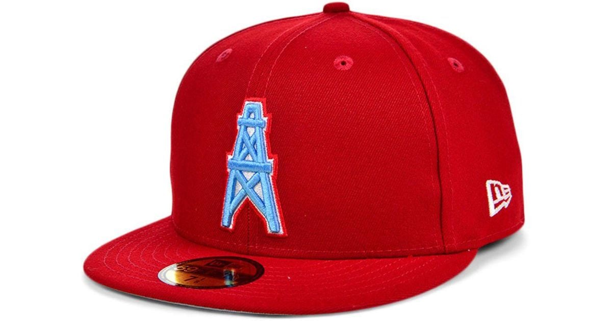 KTZ Houston Oilers Team Basic 59fifty Cap in Red for Men