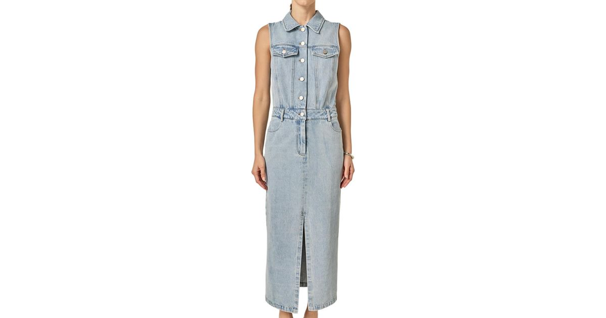 grey lab denim dress Women's Color-Blocked Denim Dress  Wash Lab  washlabshop