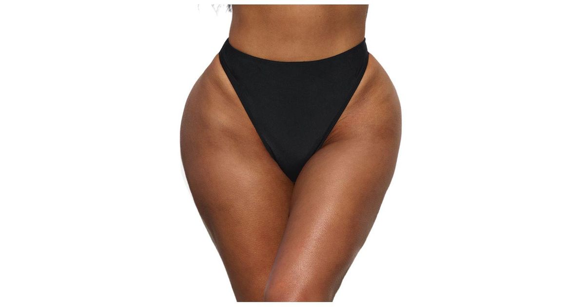 CUPSHE X Stassie Oasis High Waist Extra Cheeky Bikini Bottoms in Black
