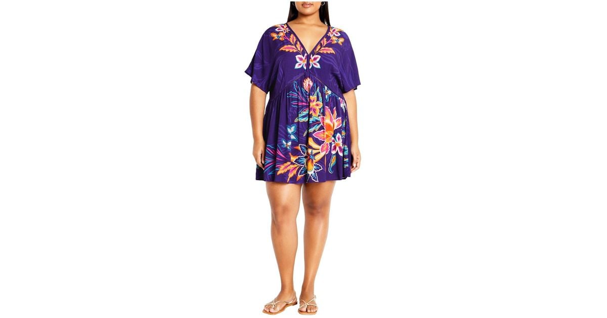 City Chic Plus Size Island Breeze Kaftan Dress in Blue Lyst