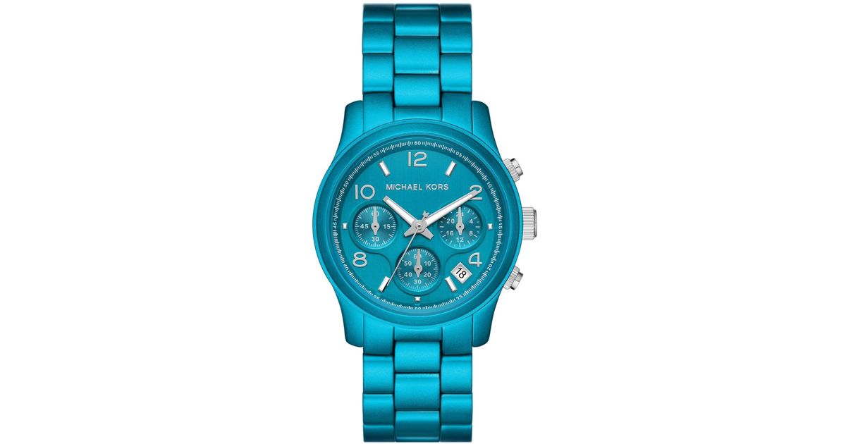 38mm Lyst Watch Runway | Stainless Blue Limited Edition in Michael Steel Chronograph Kors