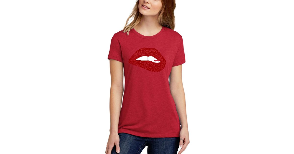 LA Pop Art Brooklyn Lips Word Art Crew Neck T-shirt in Red | Lyst