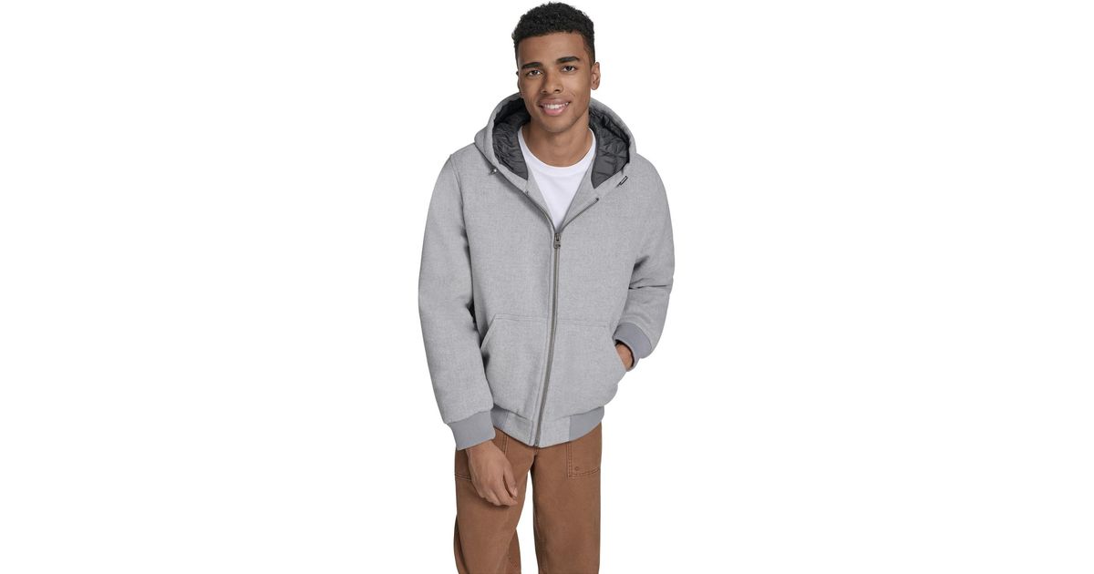 Levi's Wool-blend Hooded Bomber Jacket in Gray for Men | Lyst