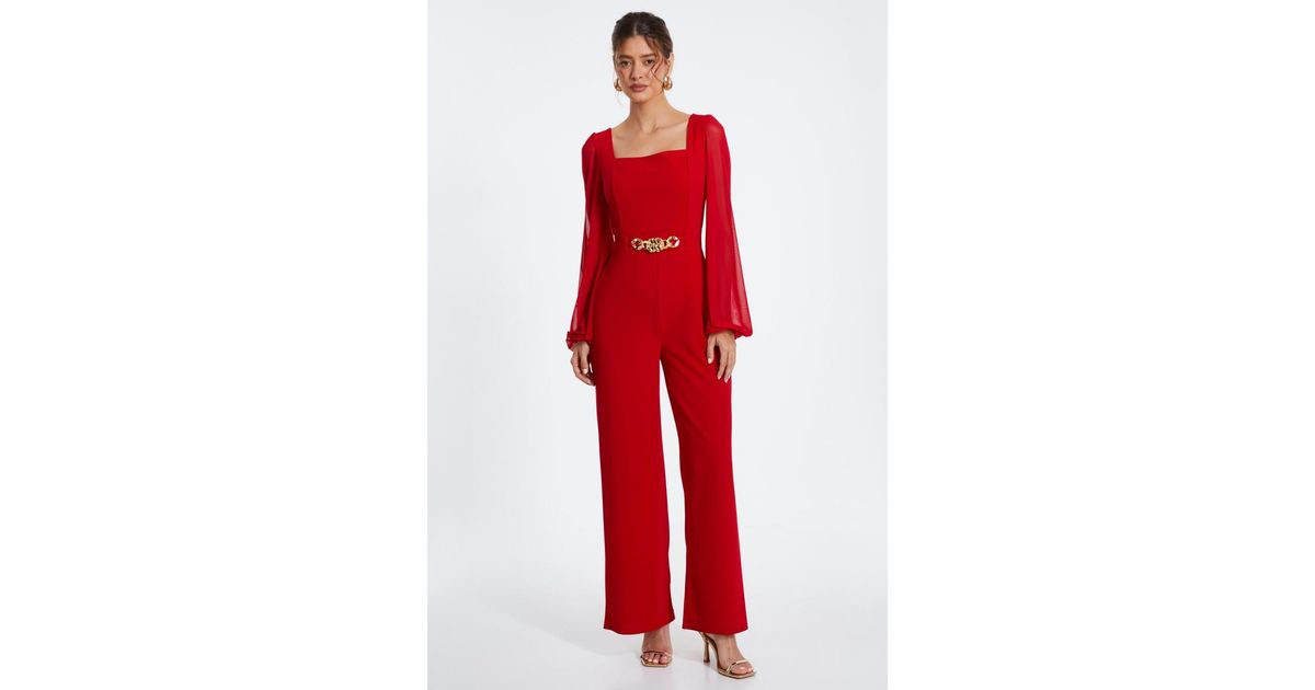 Red jumpsuit quiz sale