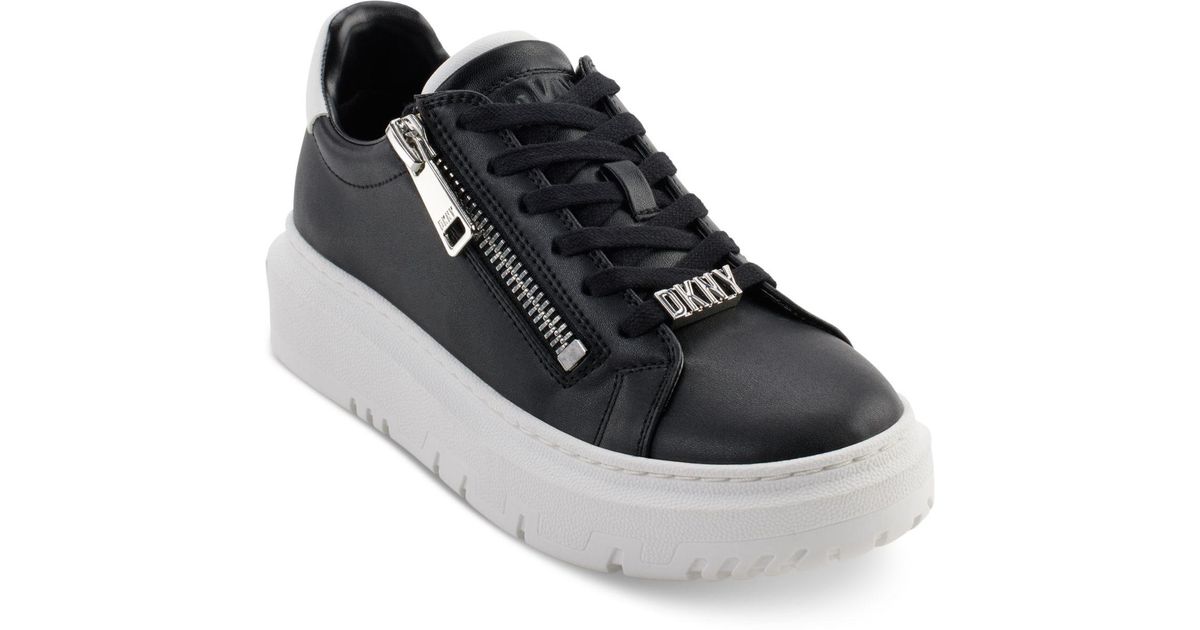 DKNY Matti Laceup Zip Sneakers in Black Lyst