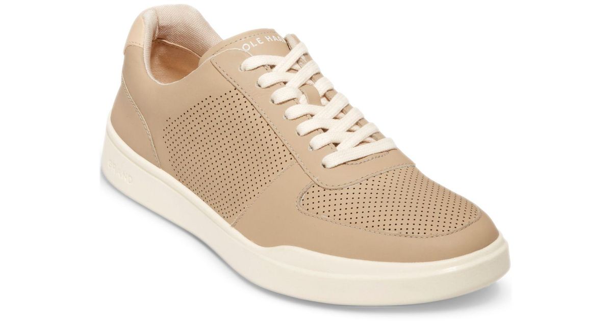 Cole Haan Grand Crosscourt Modern Perforated Sneaker in Natural for Men ...