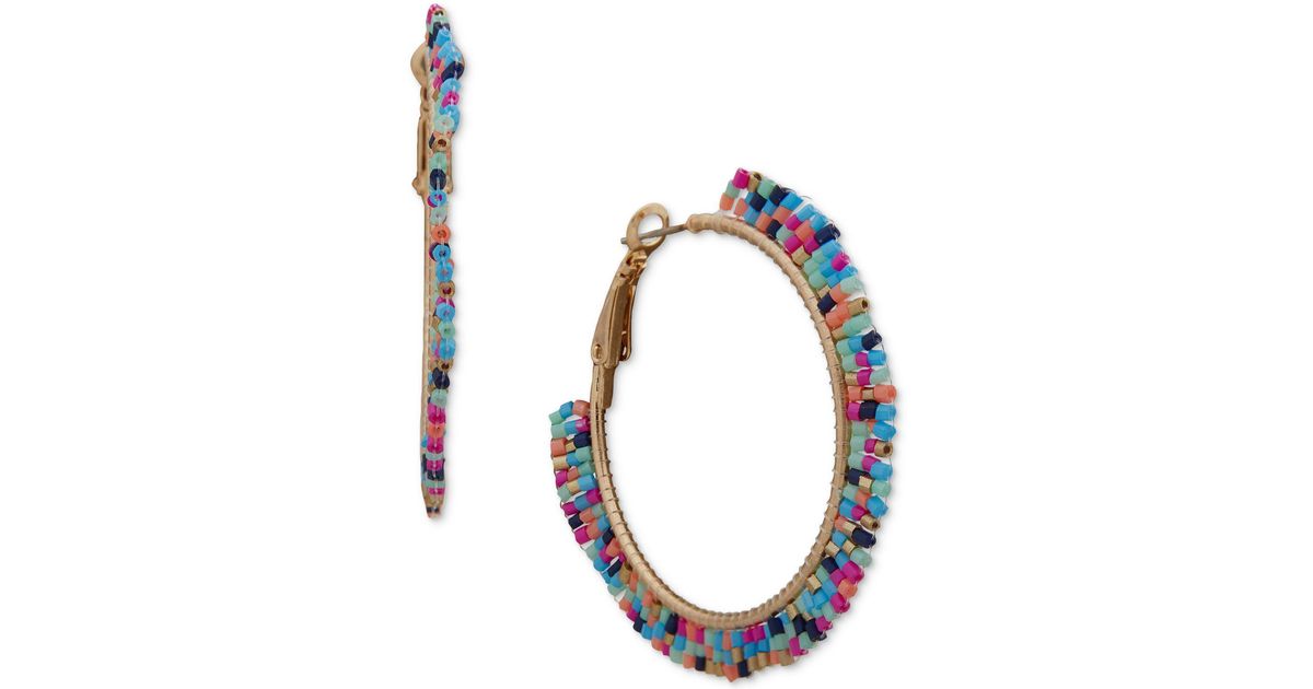 Lonna & Lilly Gold-tone Medium Bead Cluster Hoop Earrings, 1.3