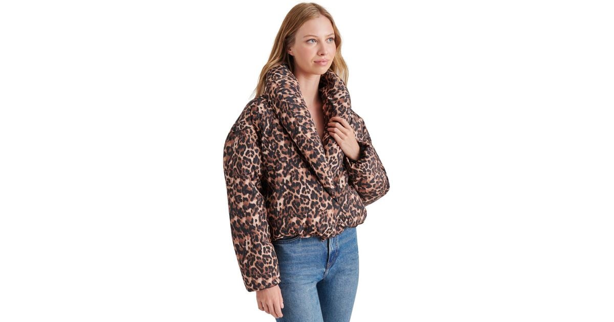 Steve Madden Evy -print Puffer Jacket in Brown | Lyst