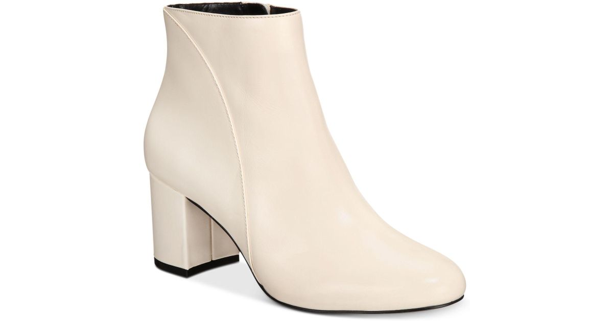 cream block heel ankle boots