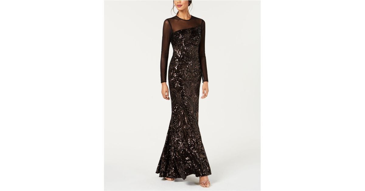 Felicity Deep-V Plunge Neckline Faux Wrap Long Sleeve Sequin Gown | 3  Colors | Evelyn Belluci – pinupgirlclothing.com